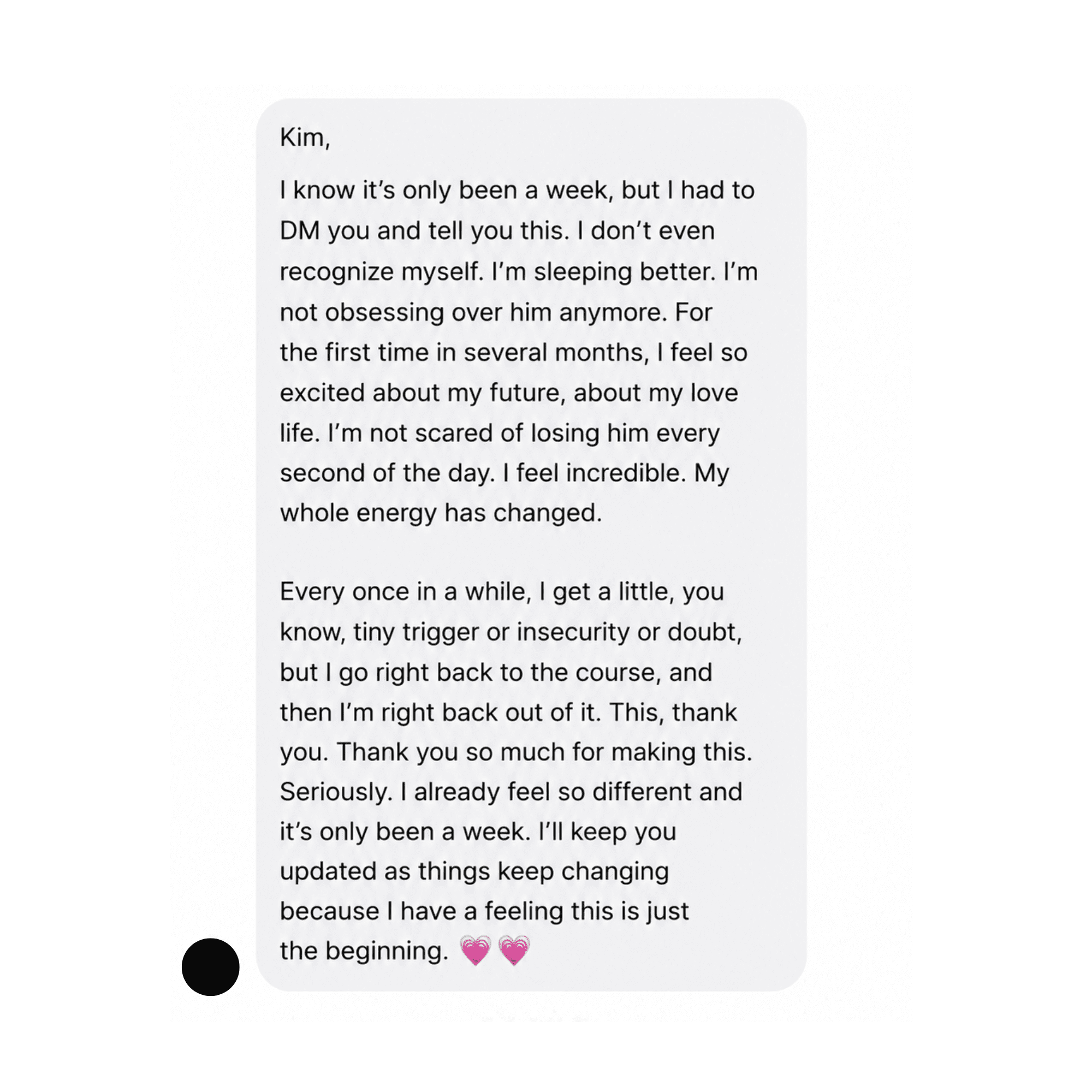 Client testimonial