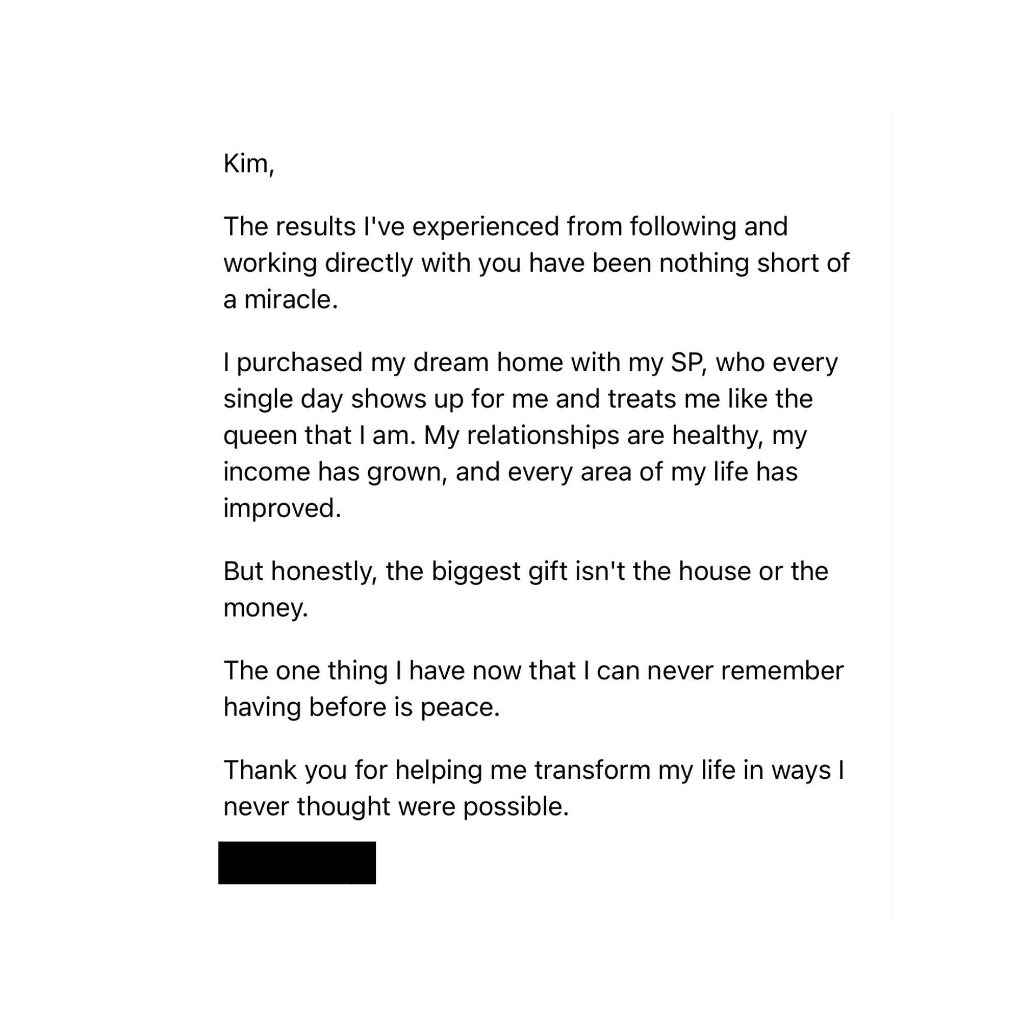 Peace testimonial